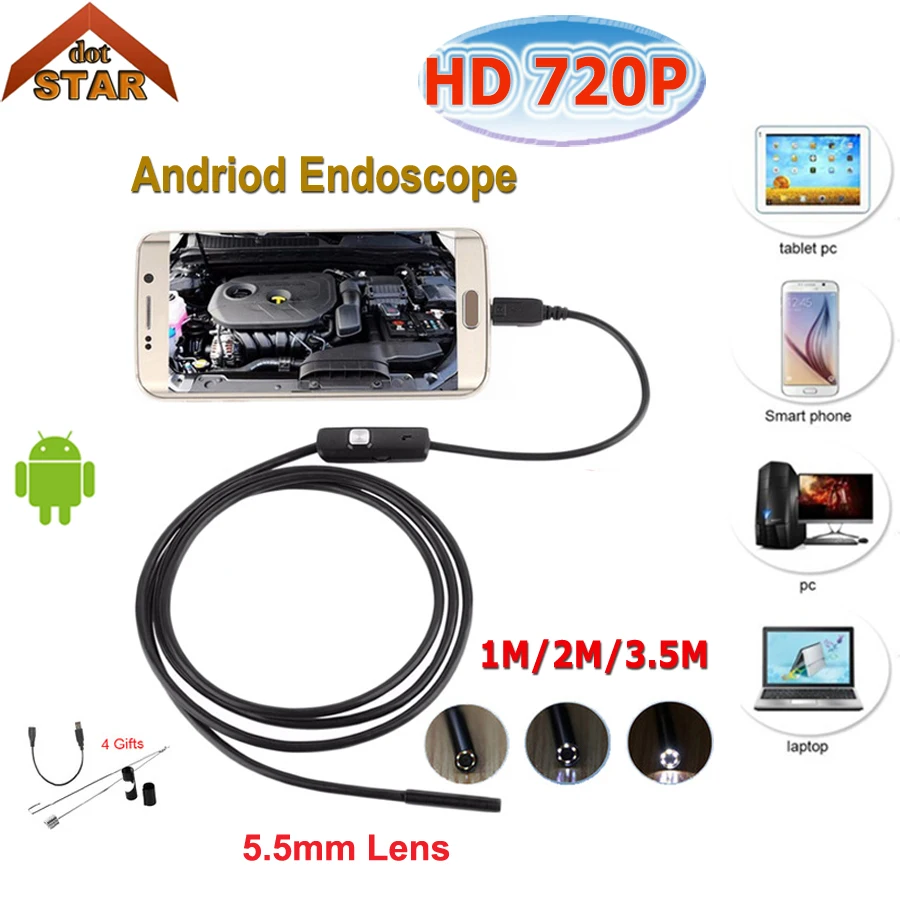 

Android Endoscope Camera 5.5mm 1M 2M 3.5M USB Endoscopio hd android Inspection Tube Snake Camera IP67 OTG Borescope Endoscoop