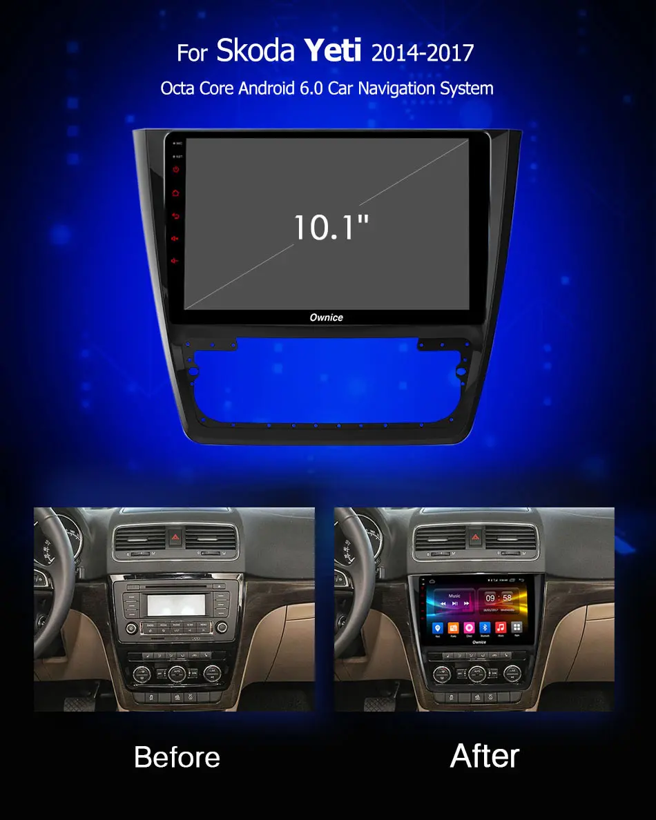 Top Ownice C500+ 10.1" Android 8.1 For Skoda Yeti  2GB RAM Car DVD player GPS map WIFI 4G LTE Bluetooth Radio OBD2 DVR Camera TPMS 0