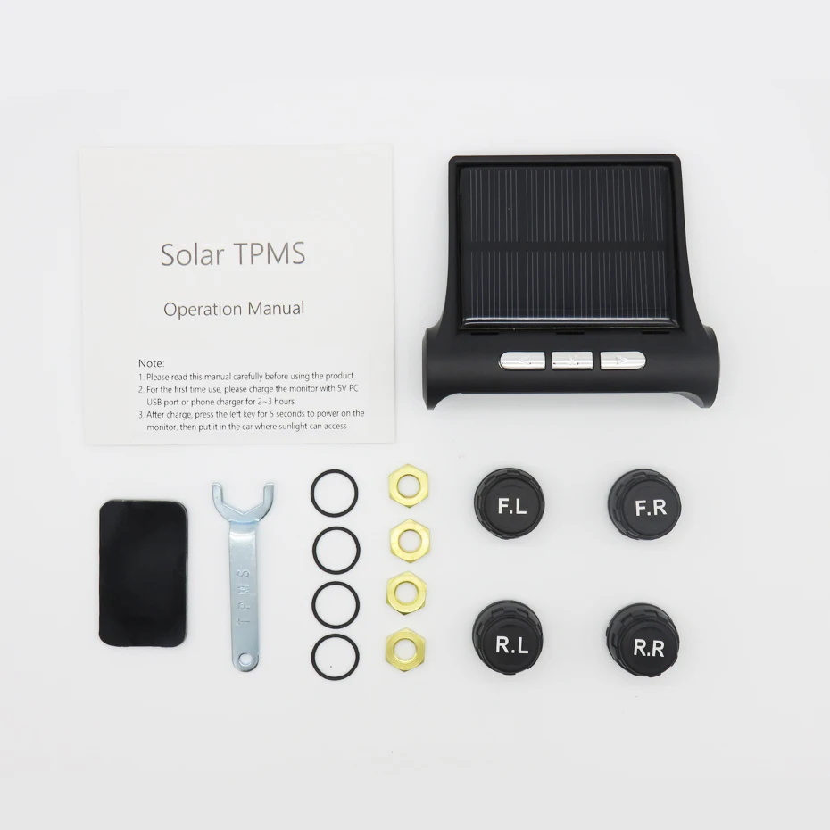 Solar TPMS Car Tire Pressure Alarm Monitor System Display 4 Internal / External Sensor Temperature Warning T01N T01C Visture