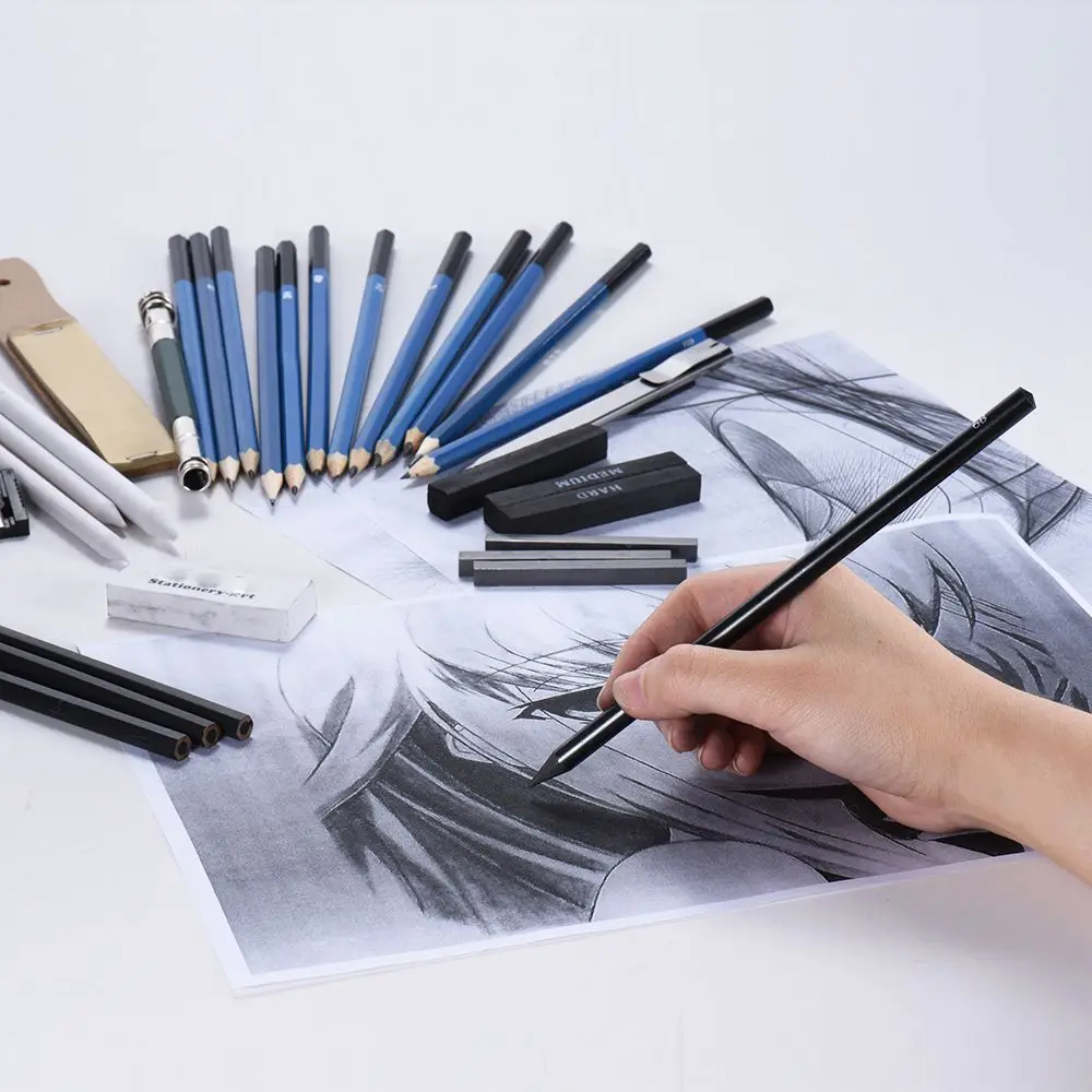 33 шт. карандаш Professional Рисование эскиз карандаш комплект эскиз графитовый уголь карандаши палочки ластики писчая, для рисования Suppli