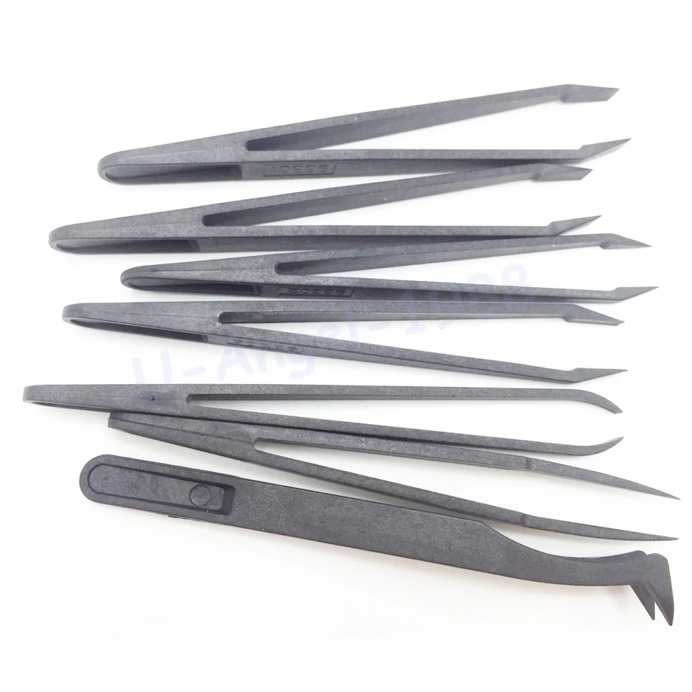 7pcs lot Tweezer Set Antistatic Tweezers Carbon fiber composite Plastic Tweezer Heat Resistant Repair Tool