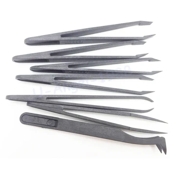 

7pcs/lot Tweezer Set Antistatic Tweezers Carbon fiber composite Plastic Tweezer Heat Resistant Repair Tool