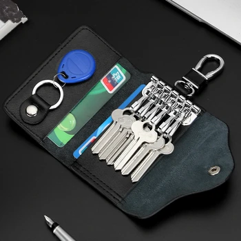 

Business Men Hot Sale Key Holders Keys Organizer Fashion Genuine Leather Solid Key Wallets Key Pouch Car Keychain Housekeeper