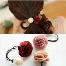 Цветок и имитация Перламутровая эластичная повязка на голову волос резиновые для Для женщин аксессуары для волос, украшения для волос FD183