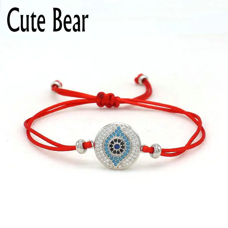

Cute Bear Brand Micro Pave Zircon Evil Eye Bracelet Men Lucky Red Thread Braided Bracelets for Women Jewelry New Couple Bracelet