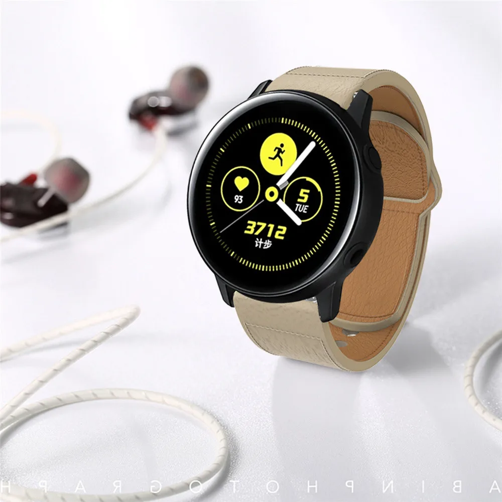 Ремешок кожаный для Samsung Galaxy Watch 3 41 мм/45 мм/42 мм/46 мм/Active 2 1/Gear S3 браслет HUAWEI GT 1 22 мм/20