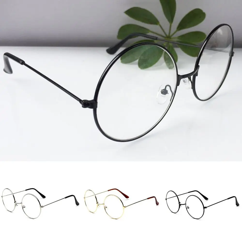 

Women/Men Retro Large Round Glasses Transparent Metal eyeglass frame Eyewear Accessories spectacles Eyeglasses 3 Colors