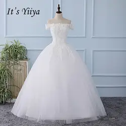 Это YiiYa белый с плеча свадебное платье блестками Простой Талла аппликация невесты свадебное платье Vestidos De Novia Casamento XL222