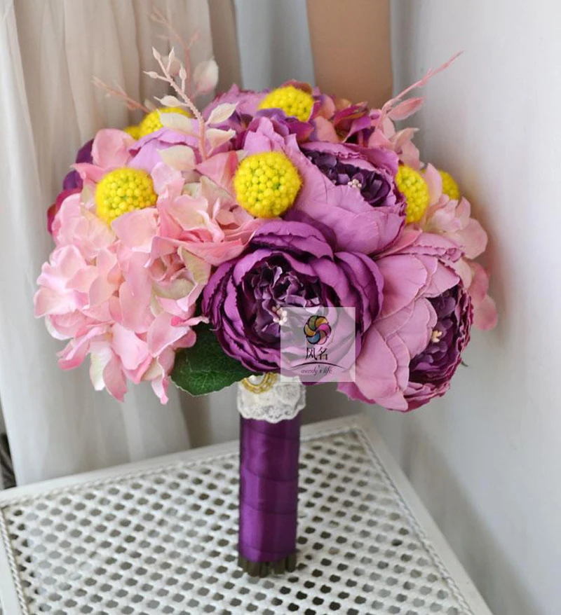 

Brand Handmade Bride Bridesmaid Holding Flower Bouquet Artificial Silk Peony Flower Simulation Wedding Supplies Gift Bouquets