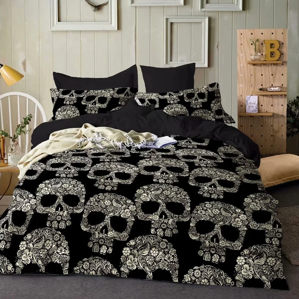 Sugar Skull Bedding Set Full Queen Size Duvet Covers Bed Sheet