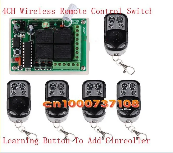 

DC12V 10A 4 ch rf wireless lamp led control 433.92mhz eletric motor home automation control switch RF wireless remote