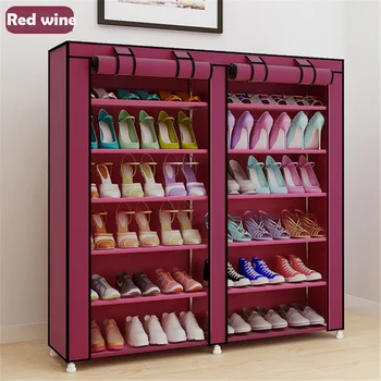 

Large Capacity Shoes Storage Cabinet Double Rows Shoes Organizer Rack Home Furniture DIY Dust-proof Shoes Shelves Space Saver