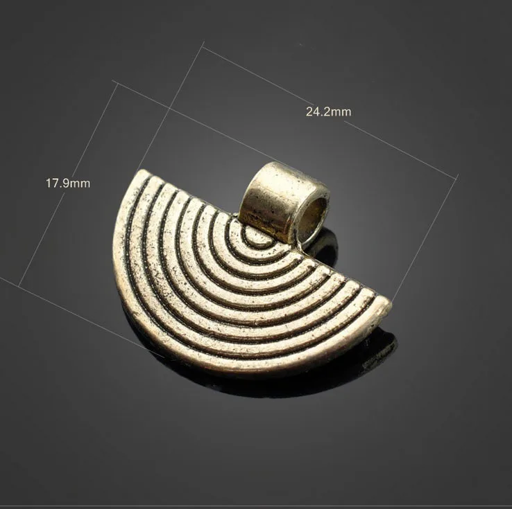 

50pcs Antique Bronze Semicircle Stripe Charms Pendants-DIY Jewelry Findings Necklace Bracelet Fashion Accessories 24.2mmX17.9mm