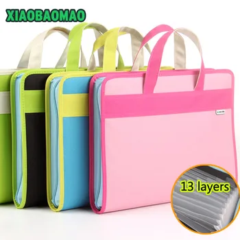 

Thickened handle + zipper +13 layered! 28.5X35.5X4cm Oxford cloth Expanding File Folder Organ Bag A4 Organizer Paper Holder