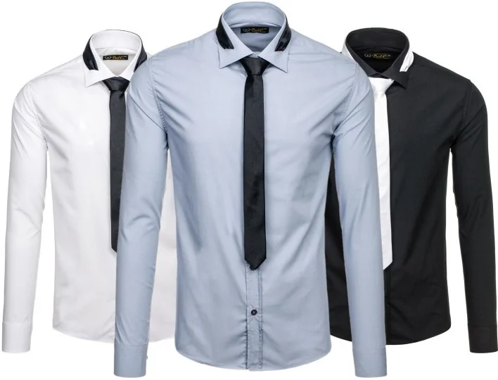 ZOGAA с длинным рукавом Для мужчин платье рубашка 2018 мода Slim Fit легкий уход черная кнопка квадратный воротник формальное Для мужчин s Мужская