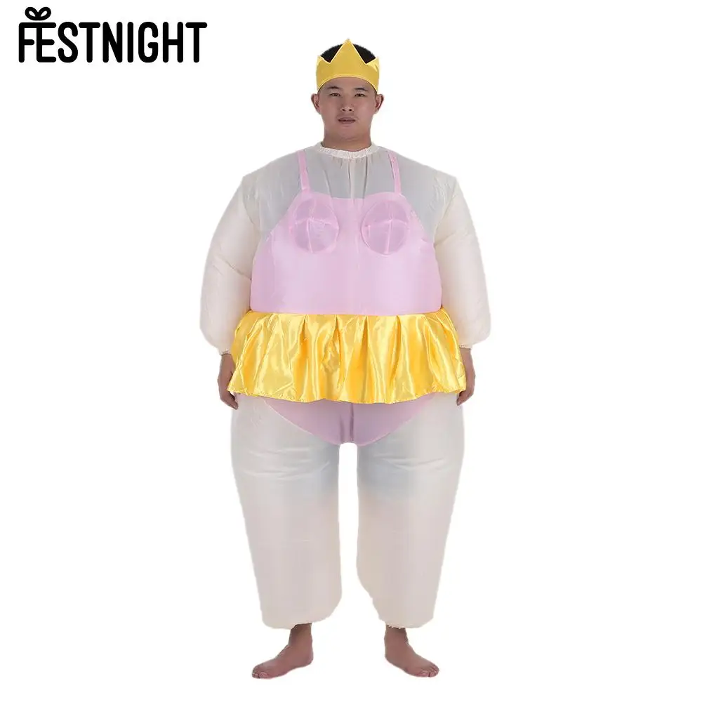 

Cute Adult Inflatable Ballerina Costume Fat Suit for Women/Men Air Fan Operated Blow Up Halloween Party Fancy Jumpsuit Outfit