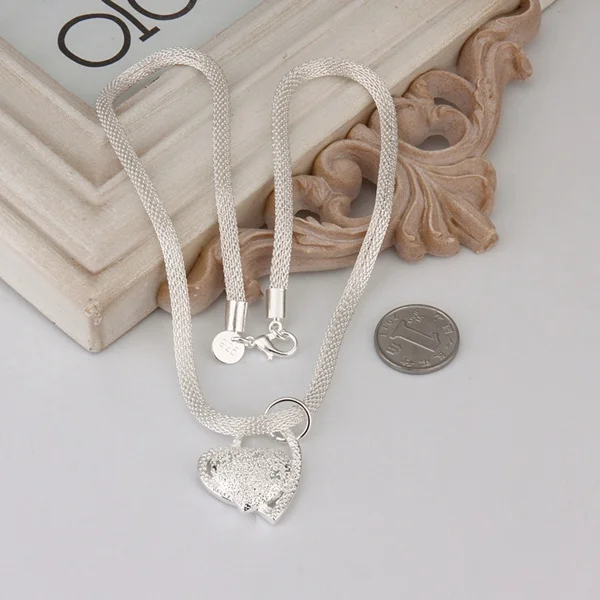 Серебряное великолепное очаровательное модное очаровательное свадебное женское ожерелье в форме сердца, благородное роскошное 18 дюймовое серебряное ювелирное изделие, N270