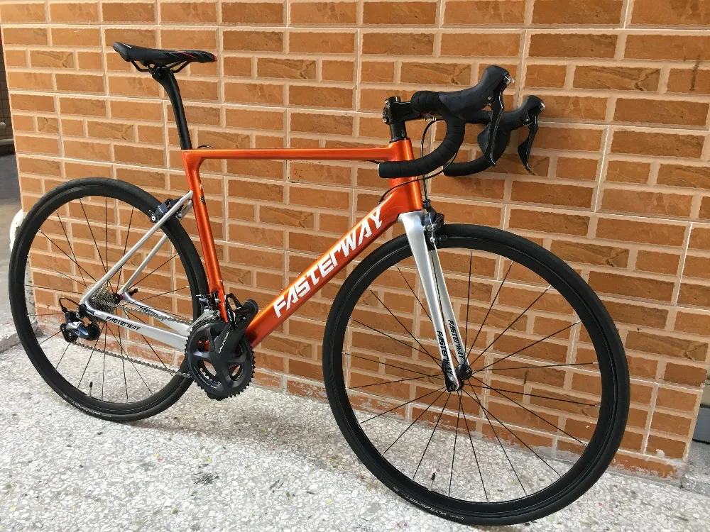Top TAIWAN brand FASTERWAY burnt orange with sliver carbon Road Complete Bike 22 Speed R8000 Groupset Bicycle D brake 49/52/54/56/58 3 Top TAIWAN brand FASTERWAY burnt orange with sliver carbon Road Complete Bike 22 Speed R8000 Groupset Bicycle D brake 49/52/54/56/58 3