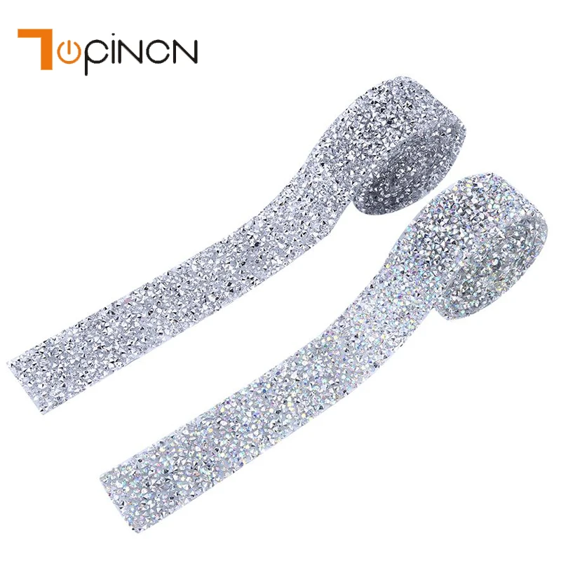 

1Yard/Roll 3Cm Width Resin Crystal Rhinestone Chain Plating Silver For Diy Jewelry Craft Apparel Sewing Rhinestone Applique