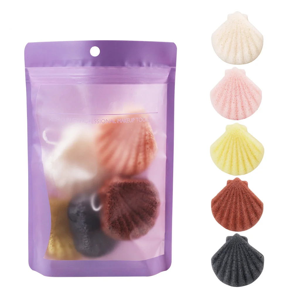 5 шт. Konjac уход за кожей лица мочалки Konnyaku в виде ракушки форма косметический слоеного натуральный прибор для отшелушивания омертвевших клеток кожи лица макияж губка мягк