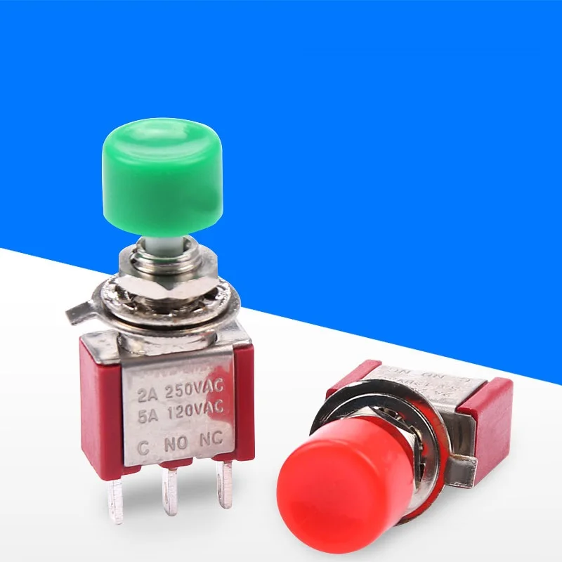 

5Pcs Red 3Pin C-NO-NC 6mm Mini Momentary Automatic return Push Button Switch ON-(ON) 2A 250VAC/5A 120VAC Toggle Switches