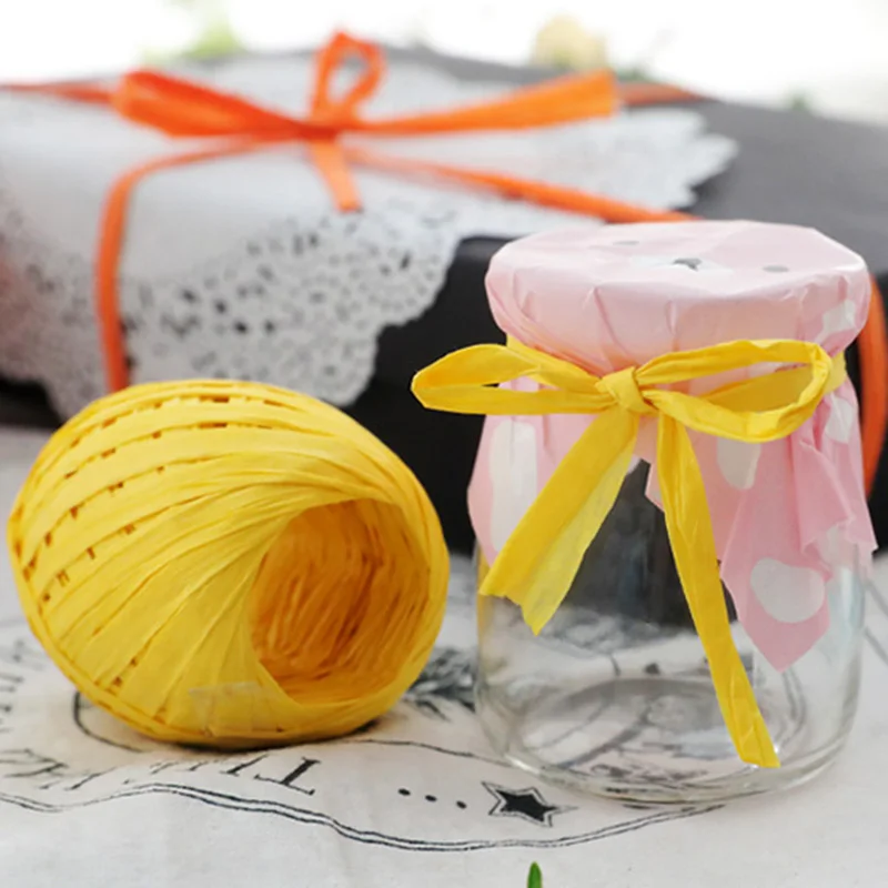 1Roll 20M Paper Rope Raffia Ribbon Natural Rope Candy Gift Packing Scrapbooking Crafts Wedding Birthday Party Decoration