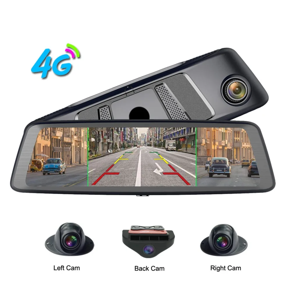 zuczug 360-degree panoramic 4CH Cameras lens 10\ Touch Android Navi car camera gps rear view mirror dvr drive recorder ADAS WIFI