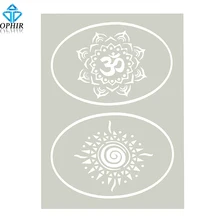 OPHIR 2 узора хны Временные татуировки шаблон блеск татуировки трафарет для аэрографа для краски тела_ STE005G