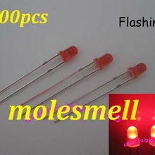 1000 шт 3 мм красный разомкнутый круг самовспышка мигающий светодиодный мигание яркий светодиодный s свет 3 мм красный объектив мигающий светодиодный