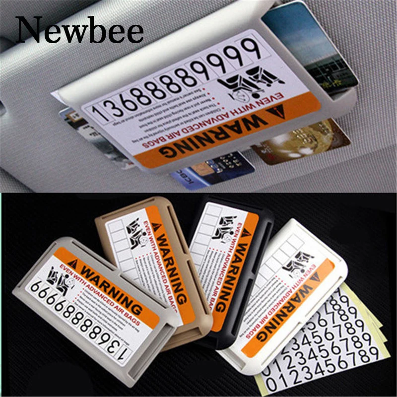 

Newbee Car Slot Storage Organizer Warning Sticker Parking Phone Number Plate Sun Visor Clip Card Holder For Ford Skoda Opel BMW