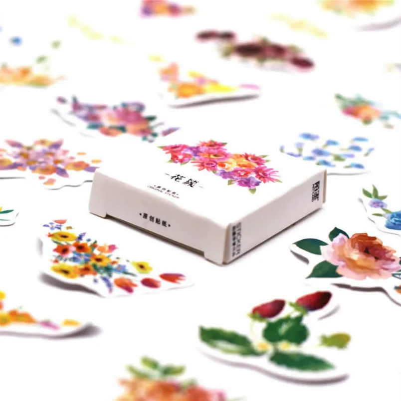 

45pcs/pack Kawaii Stationery Stickers lovely flower pattern scrapbooking planner Posted It journal School Supplies