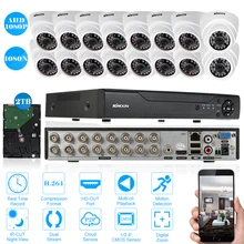 KKmoon 1080N AHD dvr CCTV камера 16CH 1080 P AHD ИК Обнаружение движения ночное видение CCTV камера для системы видеонаблюдения 2 ТБ HDD