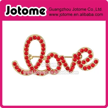 

Gold-Tone Austrian Crystal Romantic Love Letter Brooch Pin