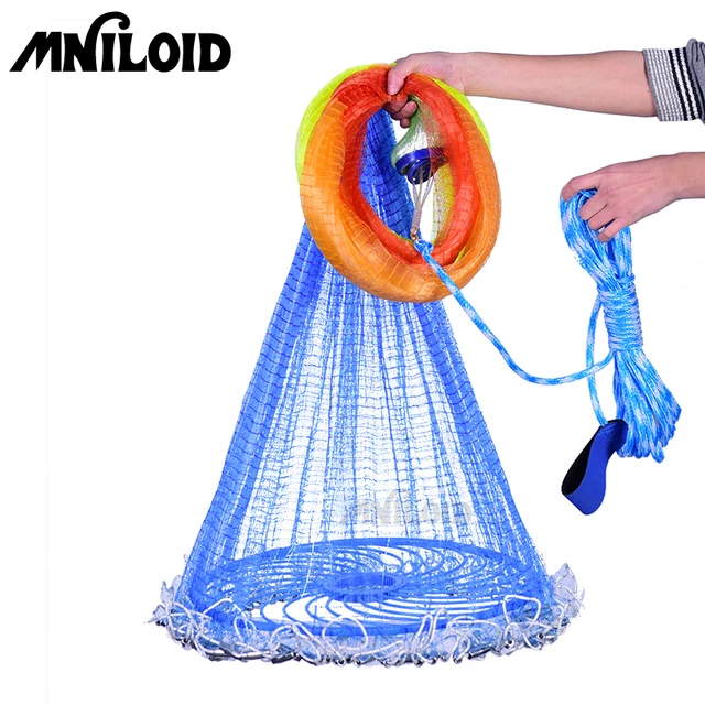 Fishing Cast Net Hand Cast Fishing Net 2.4-7.2M Cast Net Easy