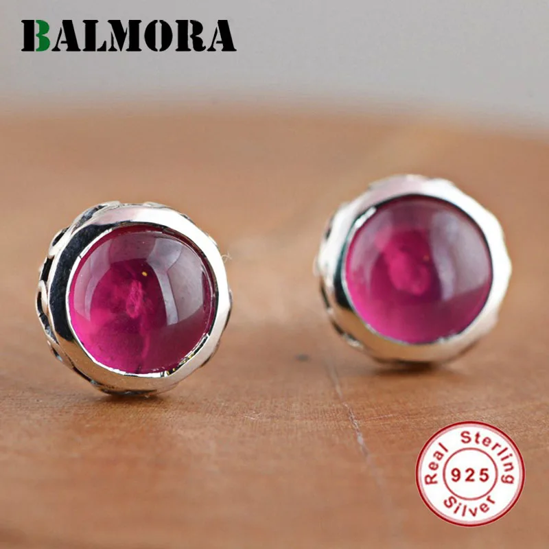 

BALMORA 925 Sterling Silver Stud Earrings for Women Lady Party Gift Corundum Earrings Elegant Fashion Jewelry Brincos HGY30371