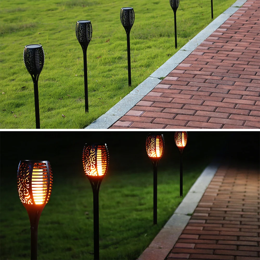 96 Led Solar Flame Lamp IP65 Waterproof For Garden Landscape Decor Garden Lawn Torch Light Landscape Lights 1/2/3/4Pcs