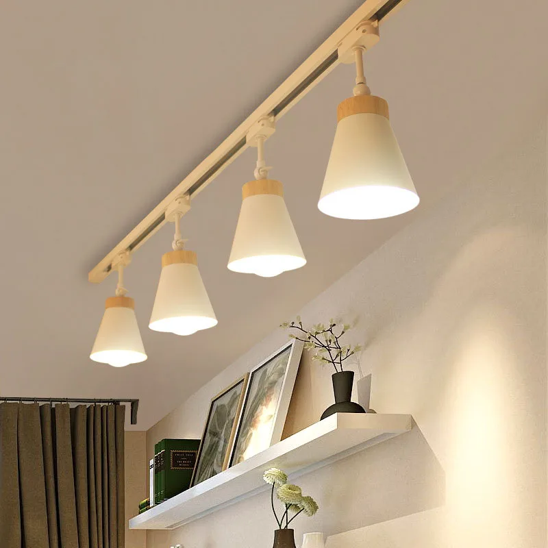 Modern Wood Ceiling Spot Led Track Light E27 Track Lamp