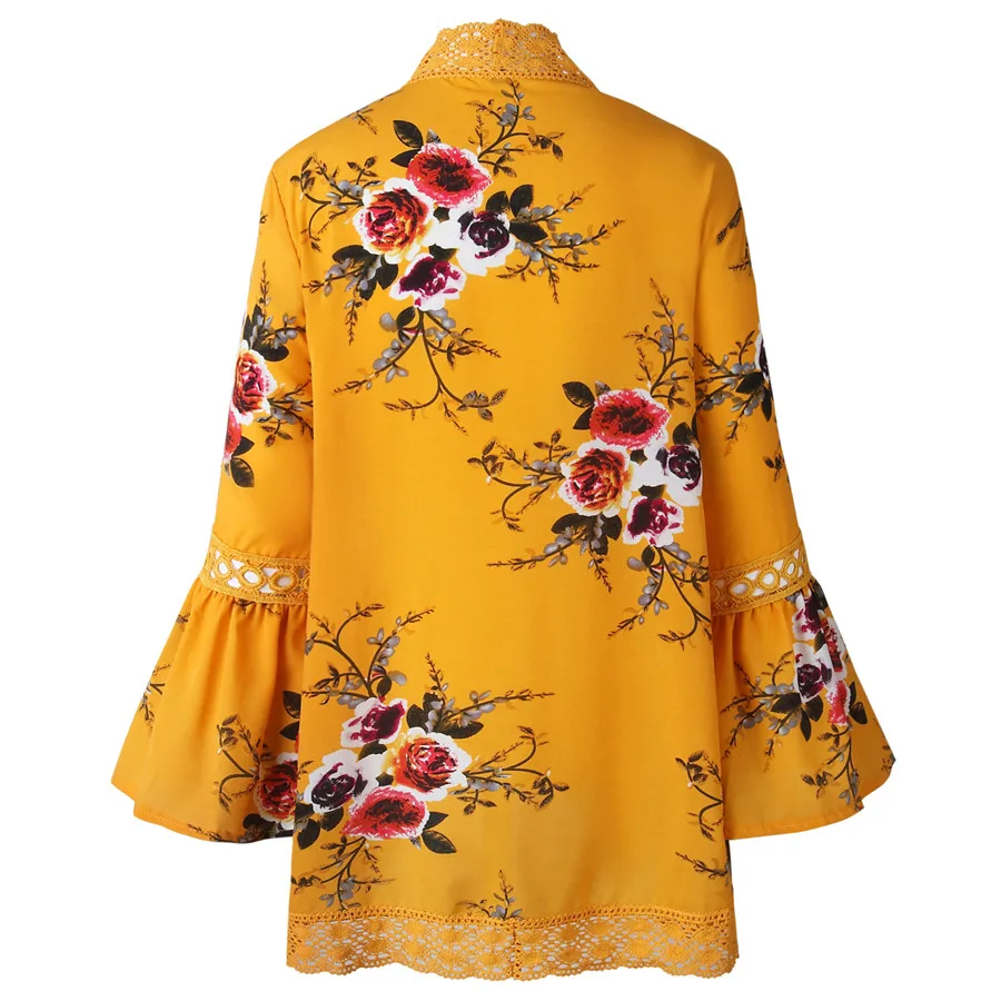 Gladiolus 2019 Spring Womens Tops And Blouses Loose Floral Print Flare Sleeve Lace Women Kimono Cardigan Summer Shirts Plus Size (22)