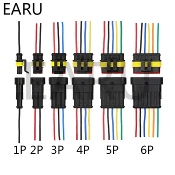 

1set AMP 1P 2P 3P 4P 5P 6P Way Waterproof Electrical Auto Connector Male Female Plug with Wire Cable harness for Car Motorcycle