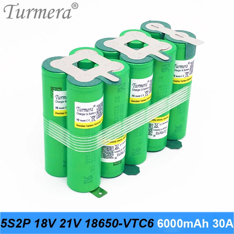5s2p батарея 18650 упаковка Turmera us18650vtc6 6000 мАч 18 в 21 30a сварочная для шуруповерта