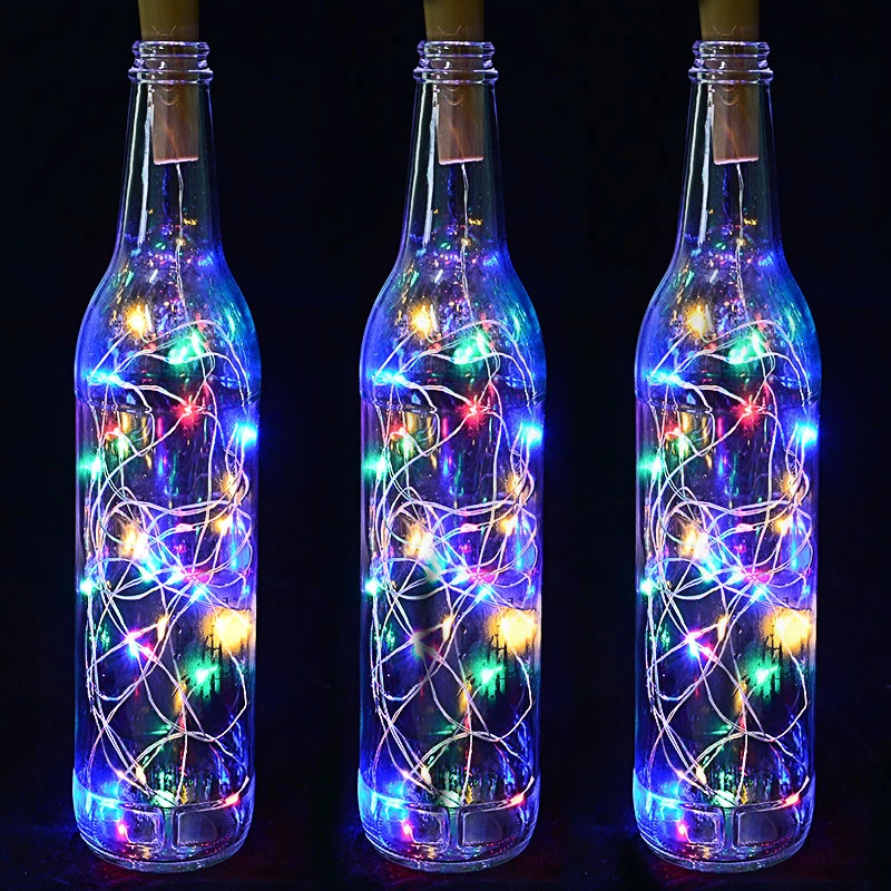 No-Branded 10pcs Wine Bottle Cork Light DIY 1M 10LEDs Table Decor Copper Wire String Lights for Wedding Party YUXUJ