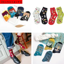 Хлопковые носки для женщин, Eur35-39, Harajuku, японский, корейский стиль, суши, фрукты, известный дизайн, 24 цвета