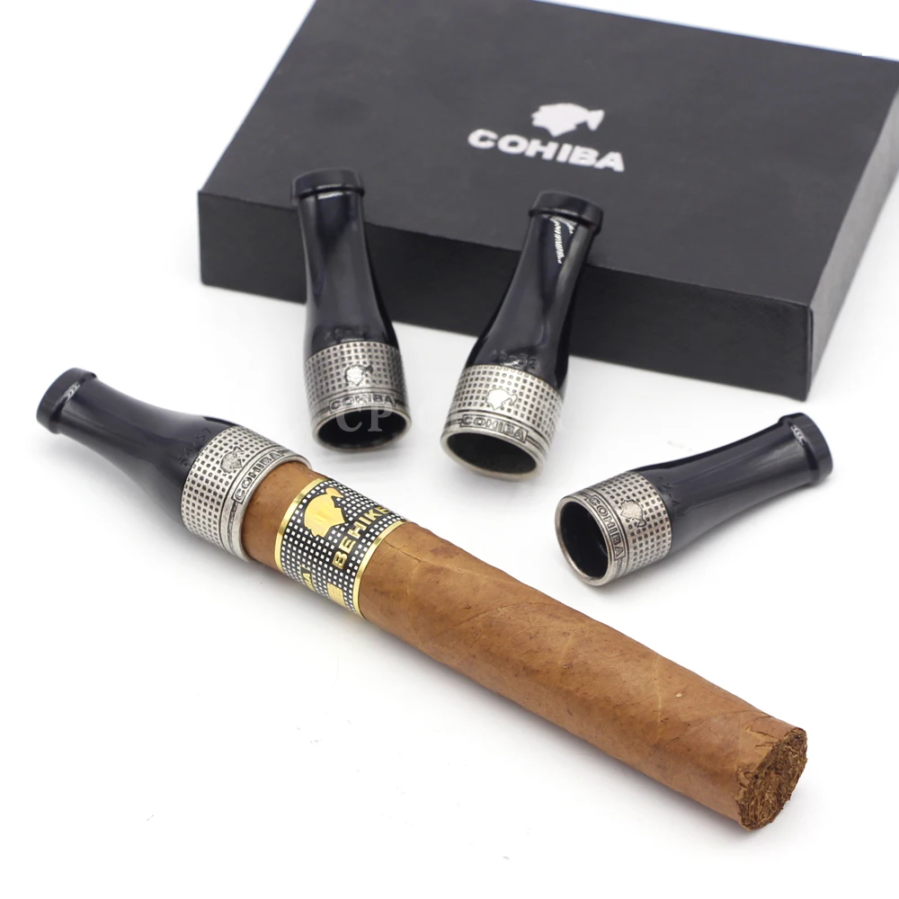 Silver Gold Pure Copper Resin Cigar Pipe Holder 4 Sizes Cigar Case Tube