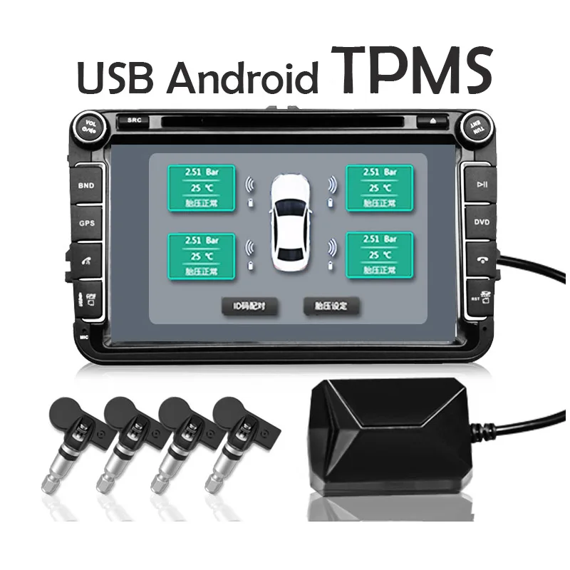 

Car TPMS USB tire pressure Monitor Android Navigation tire pressure monitoring Alarm System Wireless Transmission TPMS TP06