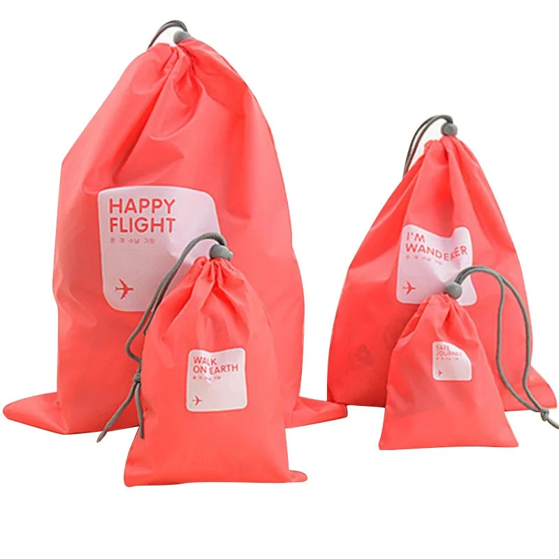 Креативные Горячие 4 шт./лот, водонепроницаемые дорожные сумки для хранения обуви, органайзер для макияжа, сумка для стирки, нижнее белье, косметика XS, s, m, l - Цвет: Красный