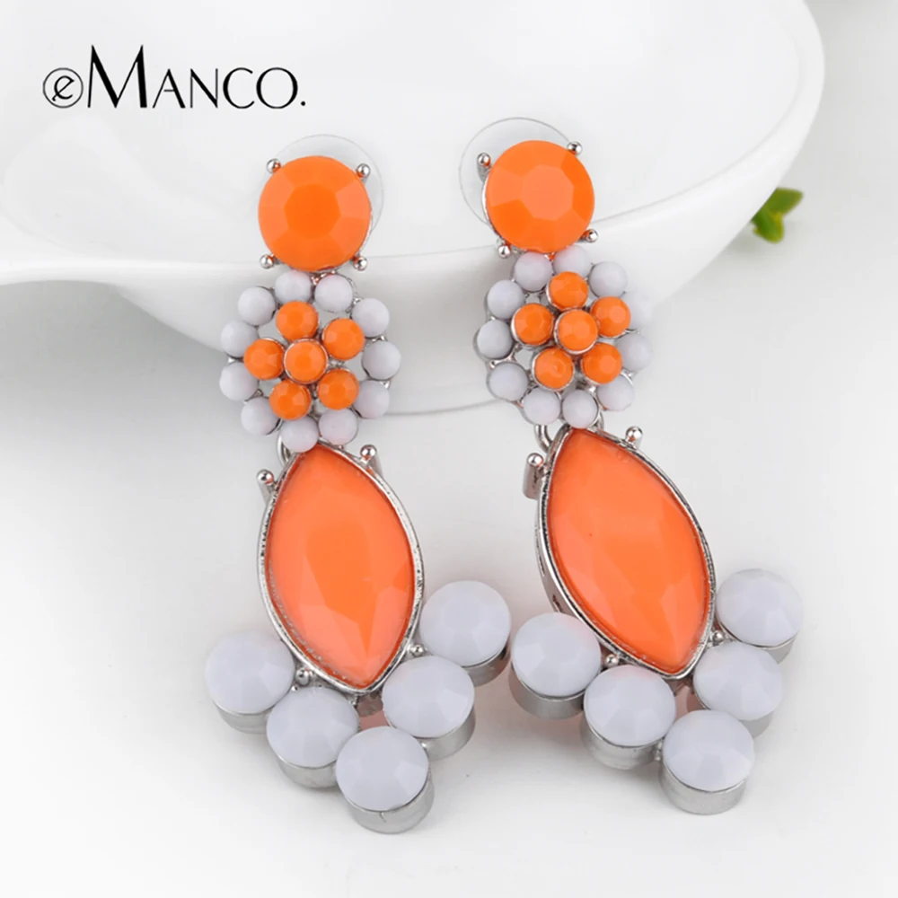 

eManco orange long pendant cute earring water drop alloy resin for women geometric trendy earrings jewelry boucle d'oreille