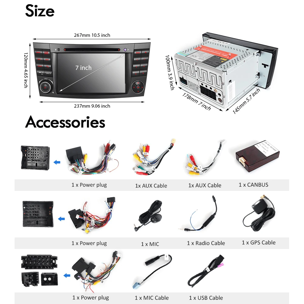 A Sure 2 Din 7''Car Auto Radio DVD GPS Sat навигация для Mercedes Benz E/CLS/G Class W211 W219 Bluetooth RDS DAB +
