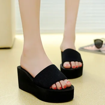 

Fashion leopard grain thick soles women slipper Aztec style wedges beach lady Sanders 2019 new woman shoes