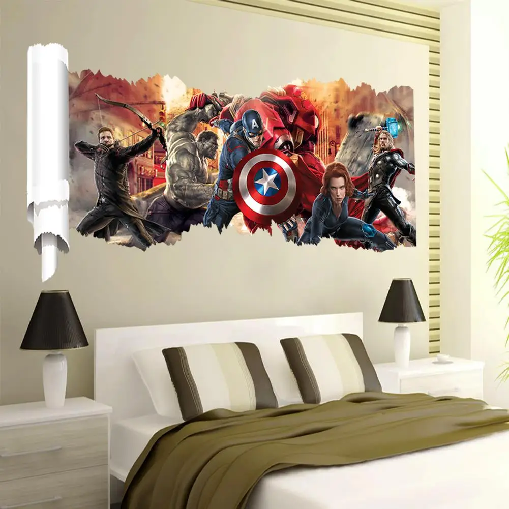 Us 5 12 34 Off Avengers Cartoon Super Hero Wall Decal Gift Movie Character Stickers For Kids Room Home Decoration Mural Art Poster In Wall Stickers