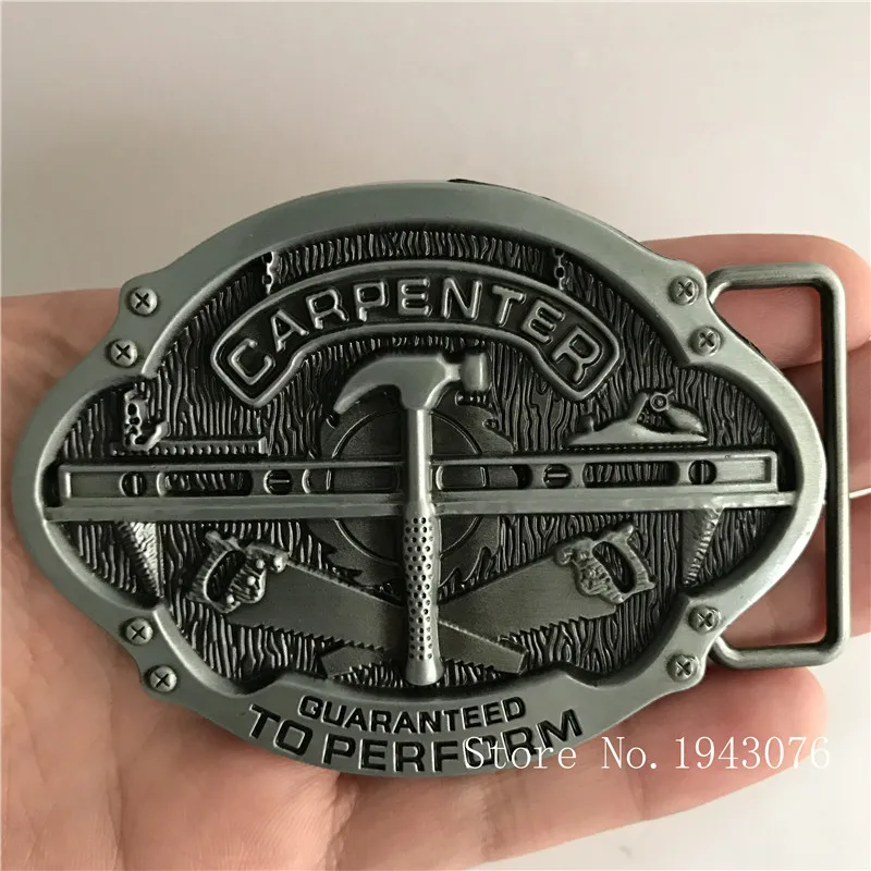

Retail 2016 Newest High quality CARPENTER tools Belt Buckles with pewter Fashion Mens Womens Jeans accessories fit 4cm Wide Belt